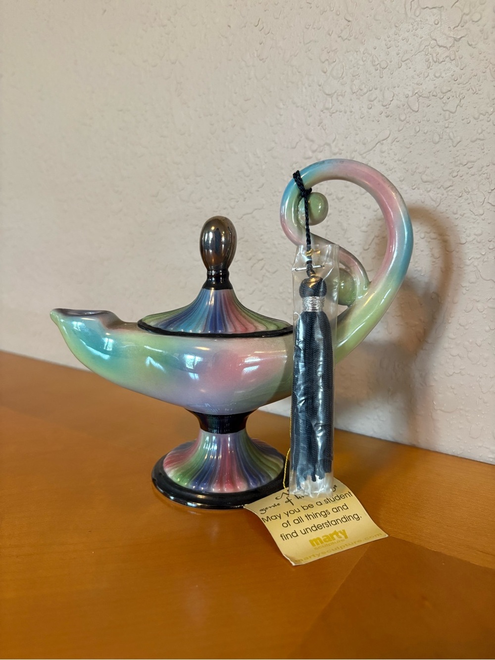 NUHA Genie Lamp of Knowledge Ceramic Oil Lamp. Oil and Wick Not Included.  NEW.